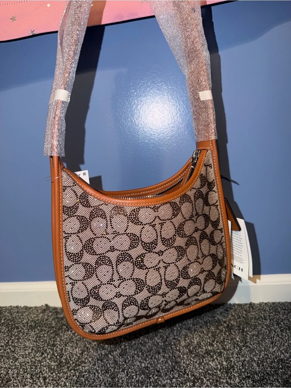 COACH Crystal Signature Jacquard Shoulder Bag